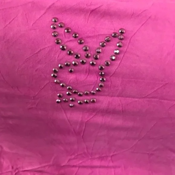 playboy pink studded logo crop tankini swim top - Picture 2 of 2